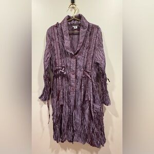 Women's Purple Crinkle Dress Coat
